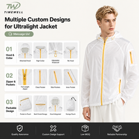 Veste de sport pliable et légère avec capuche anti-UV et multiples poches, idéale pour la randonnée, l'alpinisme et les excursions à pied