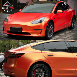 ฟิล์มไวนิลหุ้มรถยนต์สีส้มทองด้านแบบไร้ฟองอากาศ เปลี่ยนสีเมทัลลิก PVC - Product Image 2