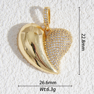 Pearlescent Heart Charms Gold Plated Bezel Setting For Necklace Bracelet Earrings Unisex Everyday Wear - Product Image 3