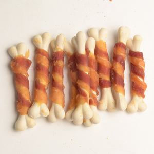 Venta al por mayor de fábrica, golosinas dentales personalizadas para perros, pollo, pato y hueso de almidón, golosinas secas para perros, bocadillos, comida para masticar para perros OEM ODM - Product Image 4
