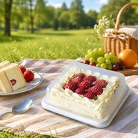 Boîte d'emballage carrée pour dessert en PET recyclé écologique, boîte à dessert transparente en plastique, mini-contenants pour gâteaux