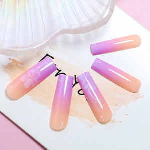 Uñas postizas de lujo de acrílico de alta calidad, estilo morado, 24 piezas, con punta francesa, para venta al por mayor, marca privada - Product Image 2