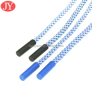 Round Polyester Drawstring With TPU Flat Plastic Aglet Tips Matte Soft Shoelace Aglet End Accept Custom Logo