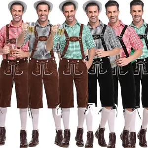 Funmular Men Plaid Shirt Alemán Bavarian Oktoberfest Disfraz para hombres Halloween Dress Up Party and Beer Festival