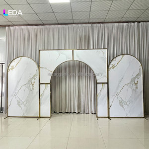 LEDA Custom Fantasy Gold Frame Durable Rectangle Stainless Steel Geometry Panel Wedding Arch <b>Backdrop</b> for Wedding Events Decor - Product Image 4