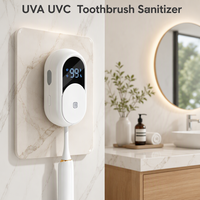 Stérilisateur de brosse à dents mural de voyage Type-C avec chargement, désinfection UVA UVC et séchage à l'air en plastique