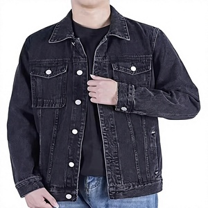 Chaqueta de Mezclilla Negra para Hombre, Estilo Casual, Cierre de Botones, Color Sólido, Corte Regular, Lavado a la Piedra, Otoñal, Lavable, 100% Algodón - Product Image 1