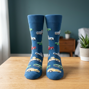 Factory Wholesale Men's Truck Print <b>Socks</b> 85% Cotton/10% <b>Polyester</b>/5% Spandex Machine Wash Regular Fit Bangladesh Adult Size - Product Image 3