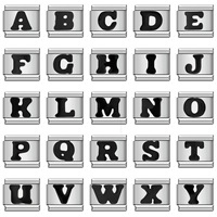 Bracelet modulaire italien en acier inoxydable, accessoires de mode tendance, cadeau DIY pour couple, bracelet à initiales en lettres anglaises noires