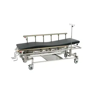 Stainless Steel Medical Patient Transfer Stretcher With 4 Wheels Hospital Bed Furniture For Ambulance Emergency Transfer