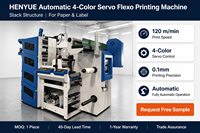 Nouvelle ligne de production entièrement automatique HENYUE Servo 4 couleurs Flexo pour papier/carton avec séchage UV, rouleaux d'étiquettes, vitesse élevée 100m/min