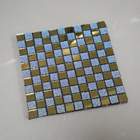 Chine Fabrication Art Verre Mosaïque Carreaux Travertin Porcelaine et Marbre pour Salle De Bains Décorations Murales Bleu Motif Carré