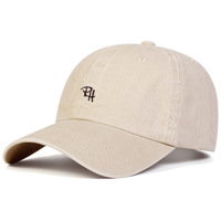 Gorra de Béisbol de Algodón Lavado Estilo Vintage al por Mayor de Fábrica, con Bordado de Letra RH, Gorra Desestructurada Tipo Dad Hat, Logotipo Bordado Personalizado, Ajustable