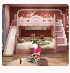 Letto a Castello in Legno per Bambini e Ragazze, Set Camera da Letto Moderno Lucido, Divano Letto Stabile - Product Image 4