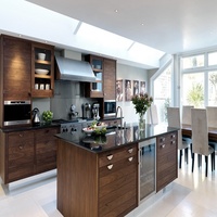 Armoire de cuisine en bois massif haut de gamme, style shaker moderne, motif surélevé, armoire de cuisine modulaire personnalisée de luxe