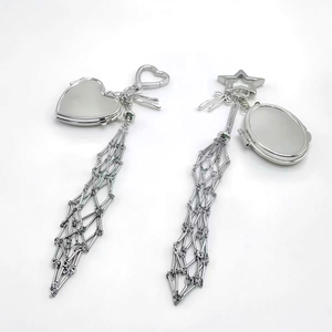 רשת נירוסטה השפתון מחזיק רשת תיק נשים כוכב מראה לב שרשרת מחזיק מפתחות תיק רשת השפתון רשת - Product Image 4