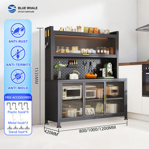 Mehr schicht iger Metall-Küchen regals chrank Multifunktion ale Haushalts geräte Lagers chrank Mikrowellen schrank Küchen-Side board - Product Image 2