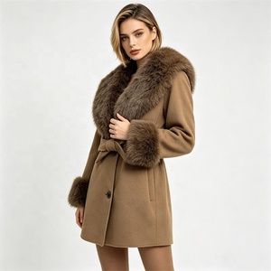<span class=keywords><strong>Manteau</strong></span> mi-long en mélange de laine de chameau pour <span class=keywords><strong>femme</strong></span> Zeyu, chaud pour l'hiver, avec col et poignets en fausse fourrure, ceinturé, veste tendance pour <span class=keywords><strong>femme</strong></span> - Product Image 2