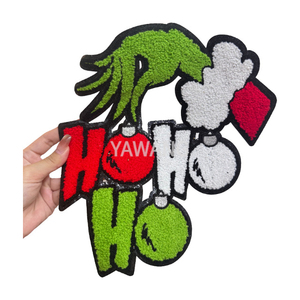 Nhà Máy Trong Kho Hohoho Chenille Sắt Trên Vá Đính Cho Hoodies Mùa Giáng Sinh Kích Thước Lớn Mềm Chenille Sắt Trên Các Bản Vá Lỗi - Product Image 1