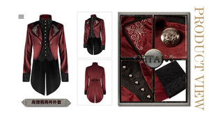 Esmoquin de Halloween para <span class=keywords><strong>hombre</strong></span>, traje Retro Medieval, Cosplay, largo medio, Vintage, terciopelo, Punk, chaqueta <span class=keywords><strong>victoriana</strong></span>, <span class=keywords><strong>ropa</strong></span> - Product Image 5
