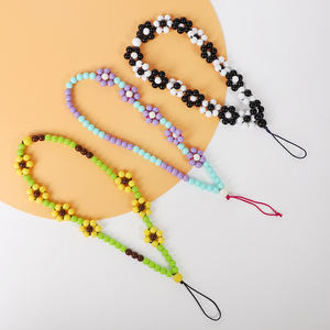 Cadena <span class=keywords><strong>de</strong></span> abalorios para teléfono móvil, cadena <span class=keywords><strong>de</strong></span> abalorios con <span class=keywords><strong>flores</strong></span> tejidas, venta al por mayor - Product Image 6