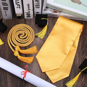 Toga y Birrete <span class=keywords><strong>de</strong></span> Graduación Negros para Escuela, Personalizados, <span class=keywords><strong>de</strong></span> Alta Calidad, Unisex, para Universidad, con Estola Dorada, Material <span class=keywords><strong>de</strong></span> Cordón, para Adultos - Product Image 5