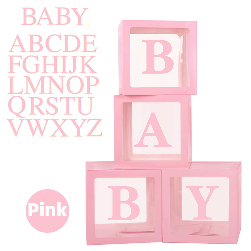 4 scatole rosa + bambino + 26 lettere