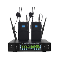 Microphone sans fil UHF double avec micro-cravate et émetteurs de poche, signal stable pour l'enseignement, les discours, les églises, le fitness et la scène