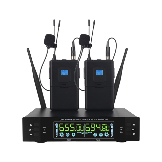Wireless Headset Microphone UHF Dual Bodypack Lapel Mic Stable Signal for Teaching Speech Church Fitness Stage
