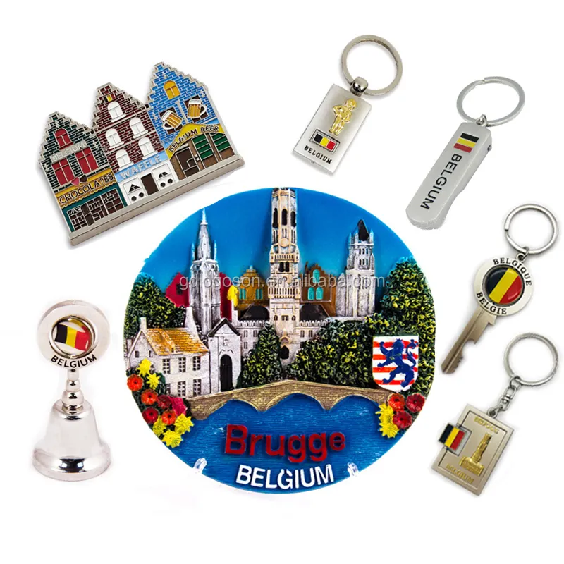 Belgien Kühlschrank Magnet Keychain Brüssel Polyresin Platte Fabrik Belgien Souvenir