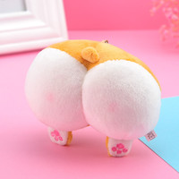 Peluche mignonne et sexy en forme de queue de chien corgi, en forme de fesses de chat rose, coussin de siège pour fauteuil œuf, décoration de canapé, porte-clés pour garçon