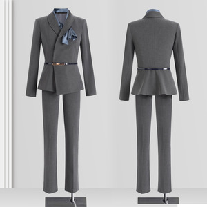 Tenue de travail pour femme en velours anti-froissement, deux pièces, pour l'automne et l'hiver, entretien d'embauche, enseignante, trajets domicile-travail, réceptionniste d'hôtel, tenue professionnelle - Product Image 2