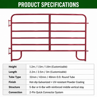Panneaux de clôture pour chevaux robustes à 6 rails, galvanisés à chaud, 1,8 m de haut x 2,1 m de long, portables, en tuyaux métalliques, pour ranch, bétail, anti-UV