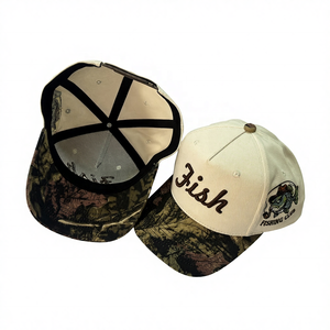 Casquettes de baseball en coton, logo brodé 3D personnalisé, camouflage de pêche pour hommes, camouflage bicolore, 5 panneaux, cadre A, snapback - Product Image 4
