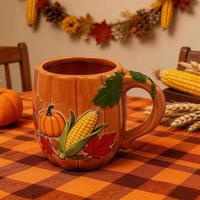 Pichet en céramique personnalisé avec logo pour thé, café, jus – Idéal pour l'automne ou la table de récolte