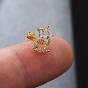 नई भेदी गहने क्रिएटिव कान की बाली सोने जिक्रोन फैशन कान हड्डी शिकंजा चंद्रमा सितारा बतख गाजर छोटे कान की बाली स्टड महिलाओं के लिए - Product Image 6