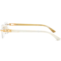 Gafas Borregls de cuerno de búfalo para hombre, diseño de marca de lujo, cuadradas, sin montura, para mujer, ópticas, 0034