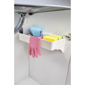 Home Storage Sliding Cabinet <b>Shelf</b> <b>Organizer</b> Rectangle Wall Mounted PP Plastic Kitchen Minimalist Storage Trays - Product Image 3