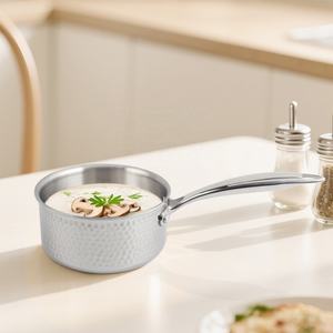 Sartén de acero inoxidable revestido de tres capas de inducción resistente con tapa de vidrio - Product Image 3