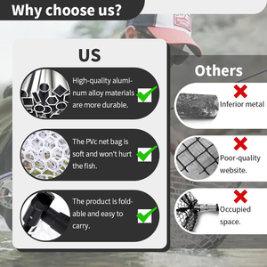 Épuisette de pêche <span class=keywords><strong>pliable</strong></span> avec poteau en aluminium pliant <span class=keywords><strong>pliable</strong></span> pêche à la <span class=keywords><strong>carpe</strong></span> épuisette de pêche en caoutchouc d'aluminium - Product Image 5