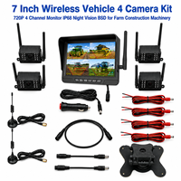 7 Zoll Kabelloses Fahrzeug-4-Kamera-Kit 720P 4-Kanal-Monitor IP68 Nachtsicht BSD für Landwirtschafts- und Baumaschinen