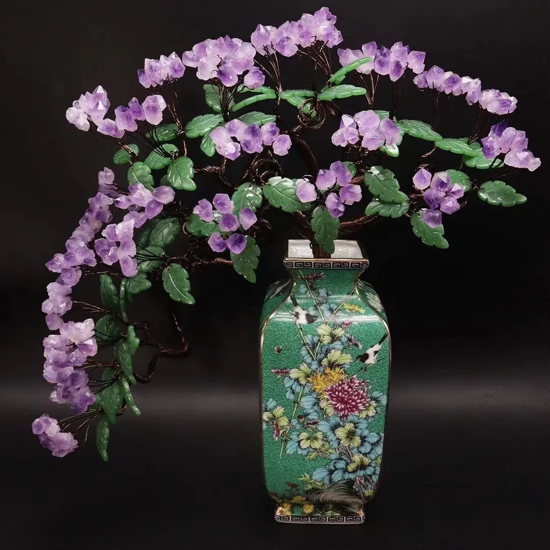Amethyst Edelstein baum, Bonsai Feng Shui Baum für Heilung und viel Glück Amethyst dekorative Ornamente Lucky Tree DIY Geschenk