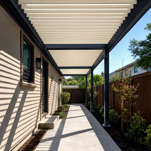 Pérgola de aluminio para jardín RKOVE 3x6m con pasillo adjunto, cubierta lateral impermeable, sistema de sombra para exteriores, pérgola de aluminio para exteriores - Product Image 1
