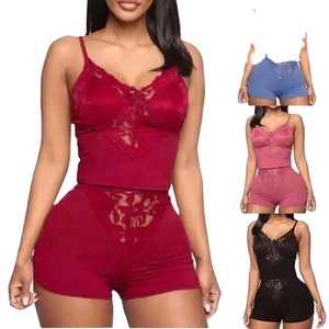 Nuevo Conjunto de Pijamas de Encaje Cómodo para el Hogar con Cierre de Cintura Elástica, Moderno para el Verano - Product Image 1