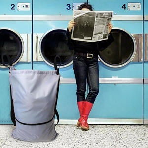 Bán buôn tùy chỉnh vải thô Ba lô phong cách Heavy Duty lớn xách tay Du lịch treo dây rút túi giặt - Product Image 6