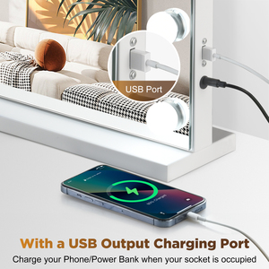 Bàn trang điểm khung kim loại cao cấp, gương trang điểm LED cảm ứng với 15 bóng đèn - Product Image 6