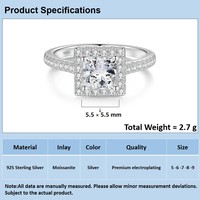 Bague élégante à sertissage solitaire en argent sterling 925 avec moissanite, bague classique