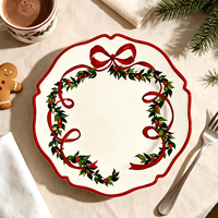 Assiettes de présentation de luxe personnalisables en plastique PP pour steak, 13 pouces, durables et réutilisables, ensemble de 50 pièces pour mariage, motif personnalisé