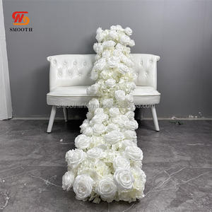 Chemin de table personnalisé en fleurs de rose lisses, 2 mètres, rangée de fleurs rouges, série de fleurs, toile de fond de rose pour la décoration de mariage - Product Image 3