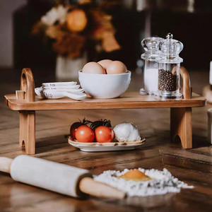Wooden Serving <b>Trays</b> Classic And Long Size For Pastries Snacks Fruits Hotel Coffee <b>Tea</b> Display - Product Image 2